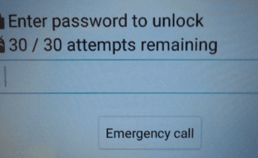 What is Enter Password To Unlock 30/30 Attempts Remaining?